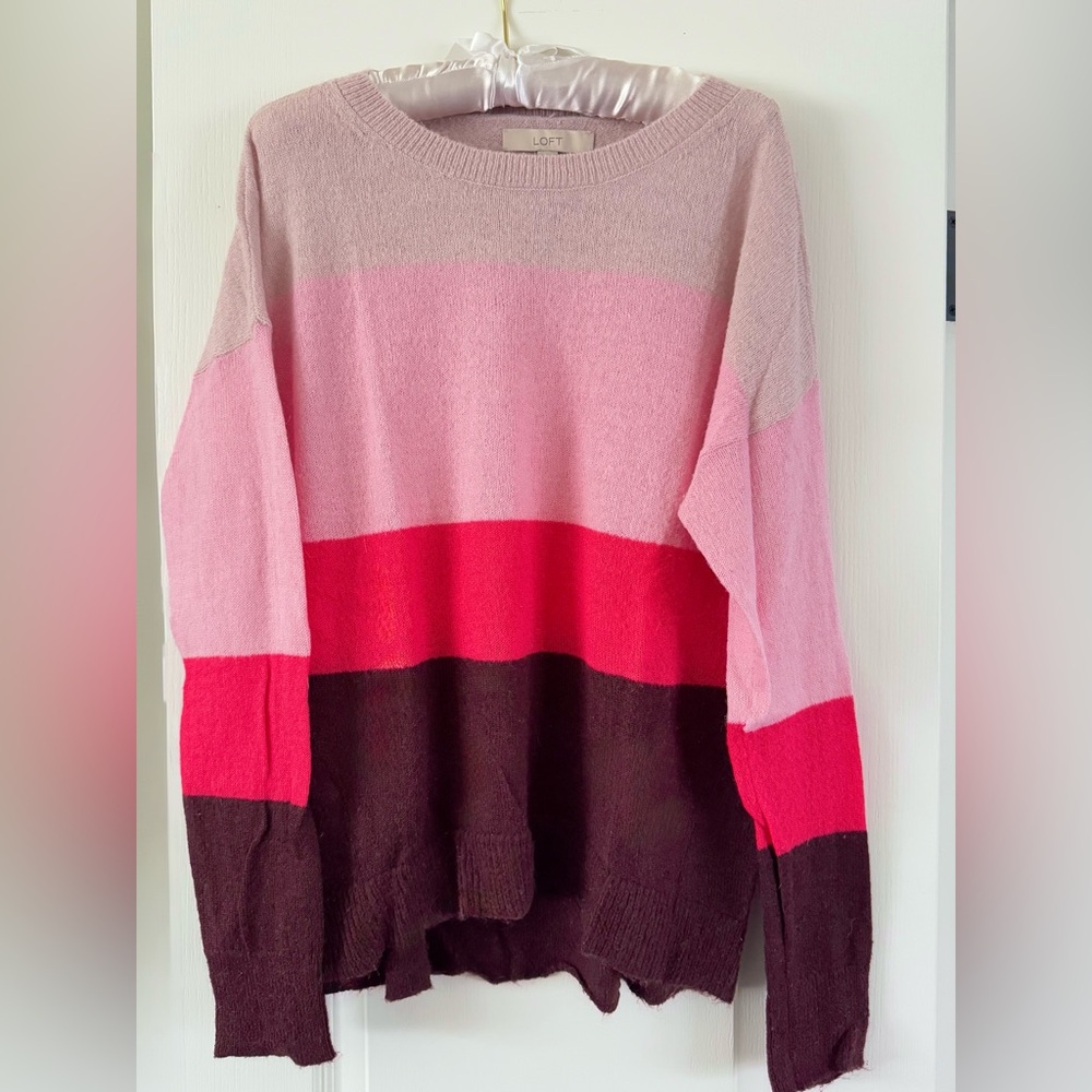 Wool/Mohair/Acrylic LOFT Sweater - Pink Hue Stripes
